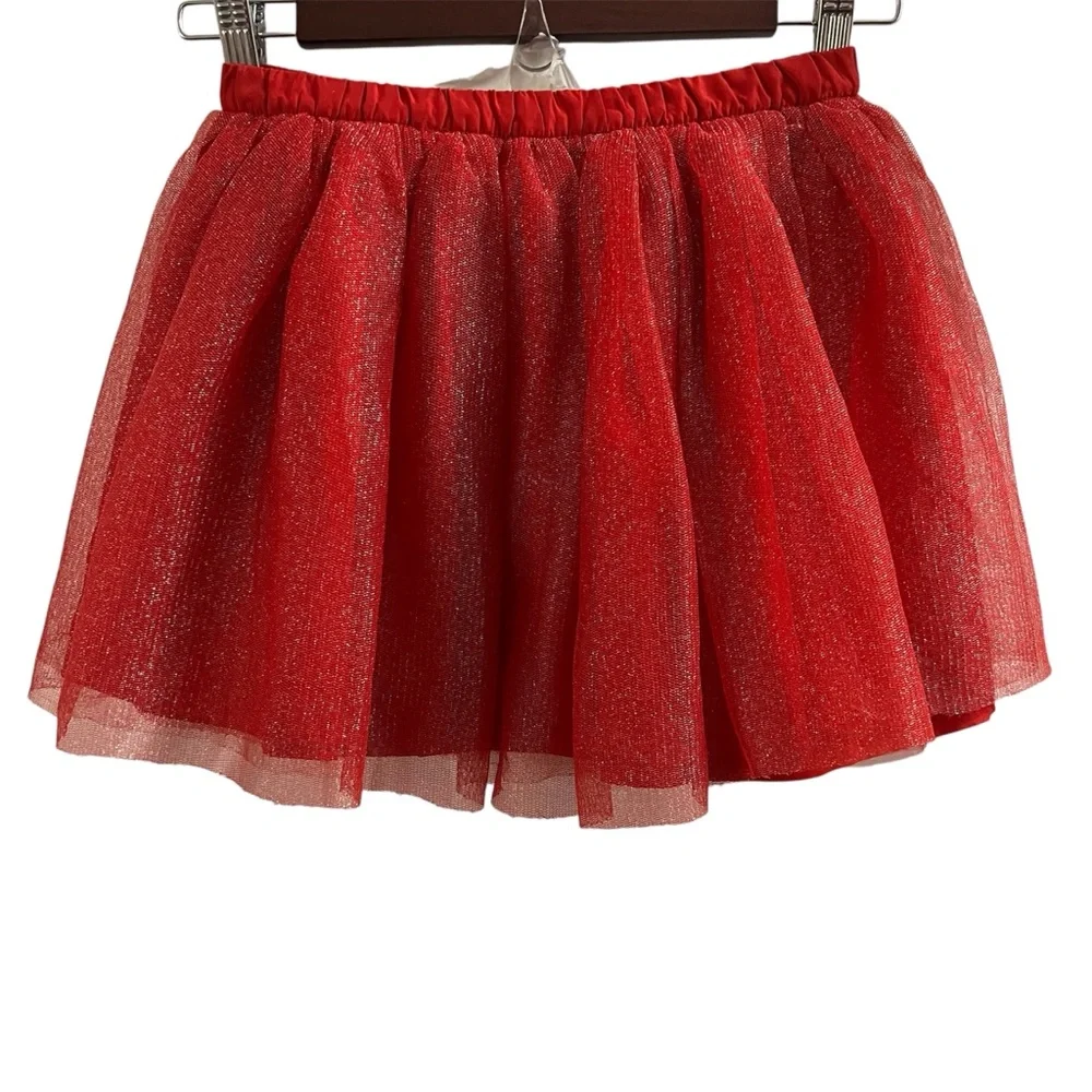 GYMBOREE SKIRT, Girls Size 10, Red Sparkly Tutu Skirt w/ Lining & Elastic Waist.